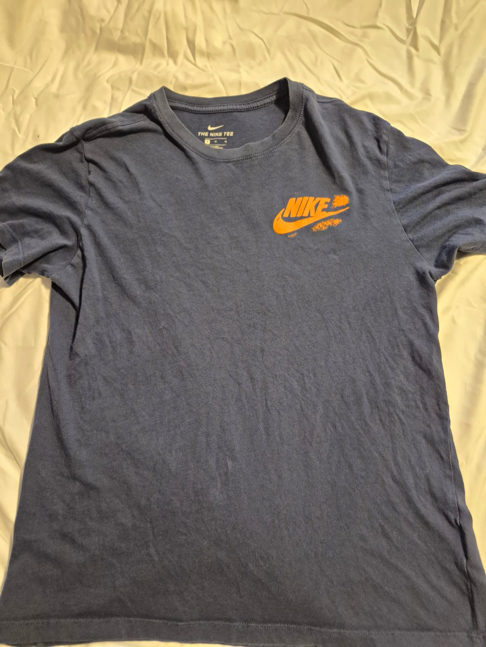 Nike The Nike Tee Blue Graphic Logo Crew Neck Tagless Cotton T-Shirt Men Medium